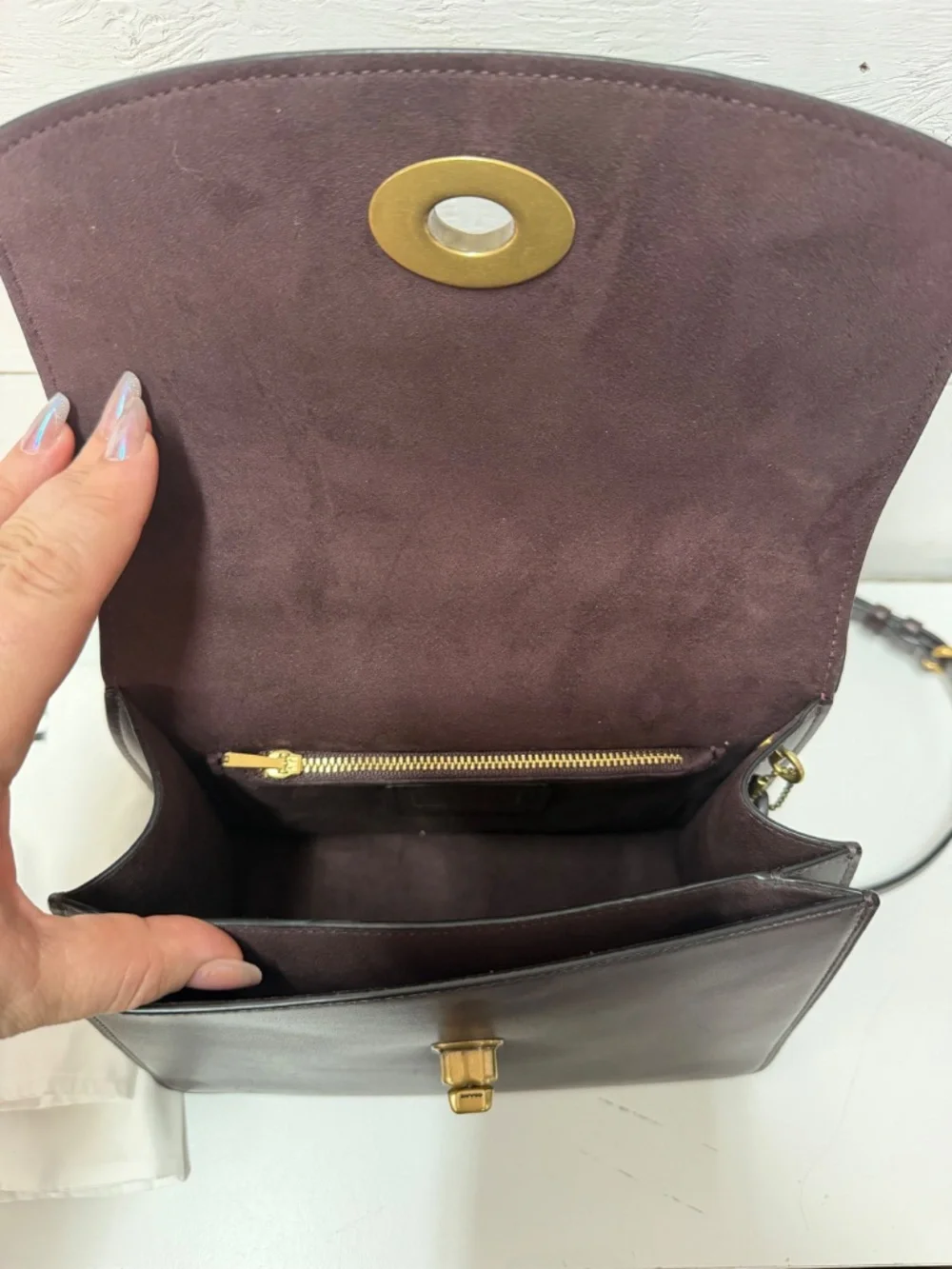 NWT COACH Parker Top Handle In Blocked Snakeskin - Brass/Deep Red